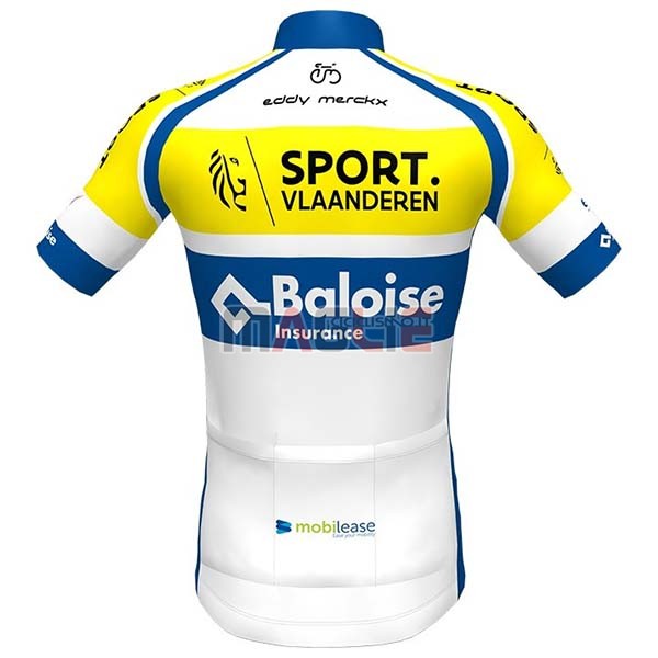 Maglia Sport Vlaanderen-Baloise Manica Corta 2020 Bianco Giallo Blu